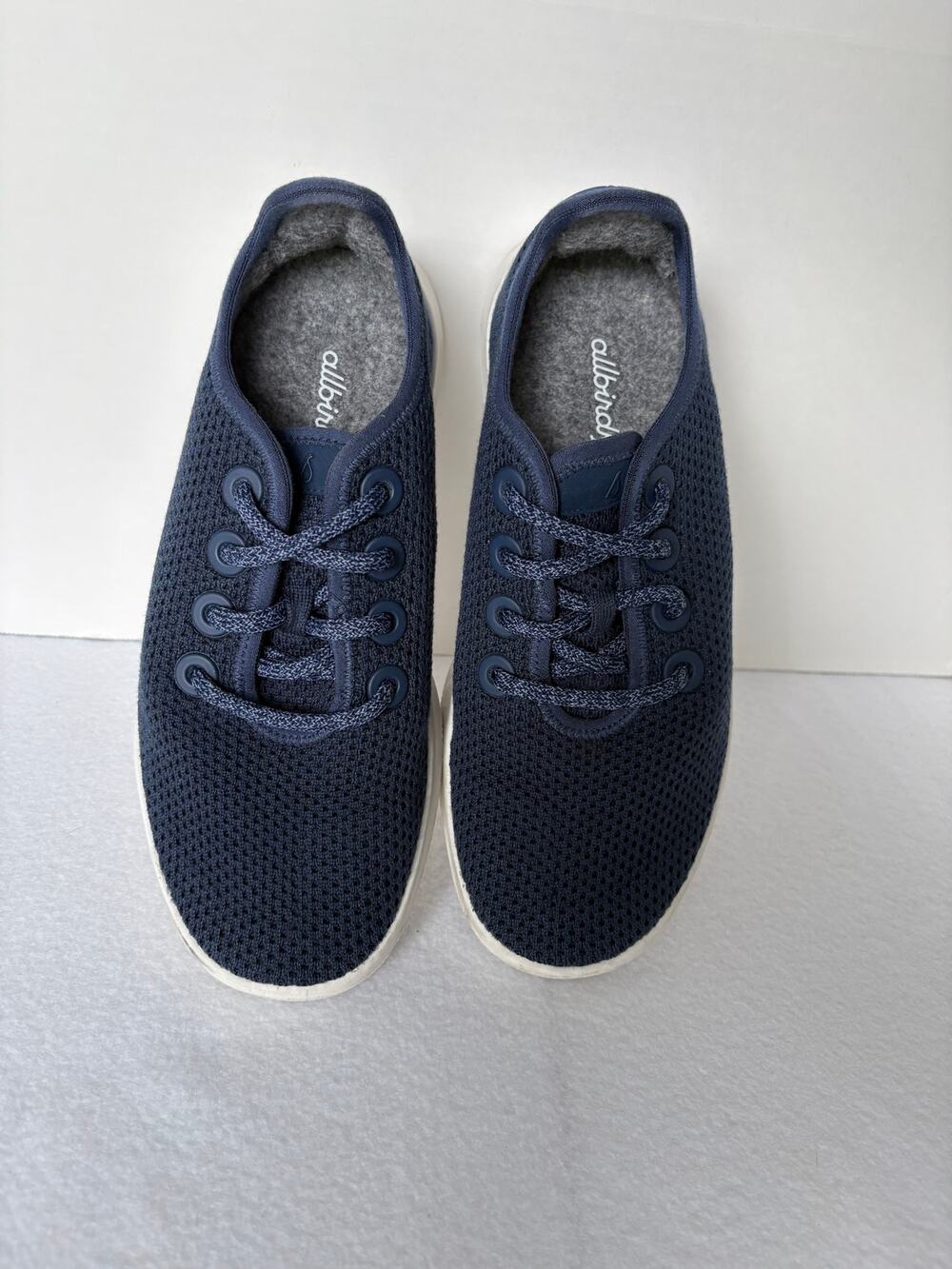 Allbirds Tree Runner Navy Blue White Soles Eucalyptus Fiber Mesh Sneakers Size 6